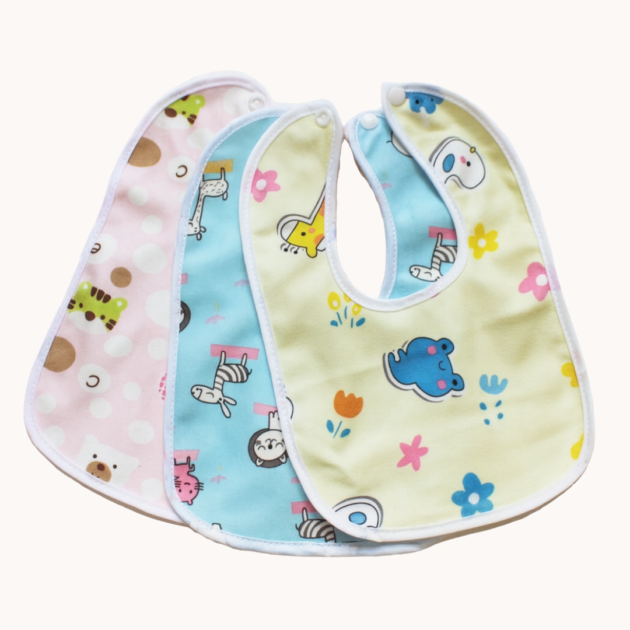 Absorbent Cartoon Printed Cotton Bibs ( Pack of 3)